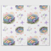 Retro Teal & Purple Truck with Easter Eggs ラッピングペーパー (フラット)