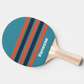 Retro Teal Splash Across Striping with Name 卓球ラケット (横)