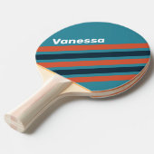 Retro Teal Splash Angled Striping with Name 卓球ラケット (正面アングル)