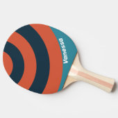 Retro Teal Splash Circle Stripe with Name 卓球ラケット (横)