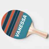 Retro Teal Splash Horizon Striping with Name 卓球ラケット (横)