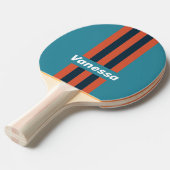 Retro Teal Splash Pin Stripes with Name 卓球ラケット (正面アングル)