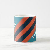 Retro Teal Splash Stripes with Name コーヒーマグカップ (中央)