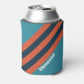 Retro Teal Splash Stripes with Name 缶クーラー (缶裏面)