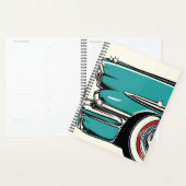 Retro Teal Sports Car Front Pop Art Illustration プランナー手帳 (ディスプレー)