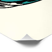 Retro Teal Sports Car Front Pop Art Illustration ポスター (コーナー)