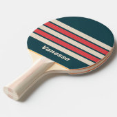 Retro Teal Vibe Across Striping with Name 卓球ラケット (正面アングル)