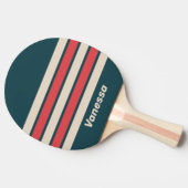 Retro Teal Vibe Across Striping with Name 卓球ラケット (横)