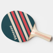 Retro Teal Vibe Angled Striping with Name 卓球ラケット (横)