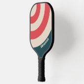 Retro Teal Vibe Circle Stripe with Name ピックルボールラケット (左)
