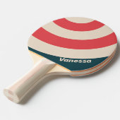 Retro Teal Vibe Circle Stripe with Name 卓球ラケット (正面アングル)