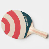 Retro Teal Vibe Circle Stripe with Name 卓球ラケット (横)