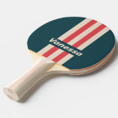 Retro Teal Vibe Pin Stripes with Name 卓球ラケット (正面アングル)