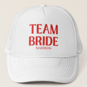 Retro Team Bride Bachelorette Red Pink キャップ (正面)