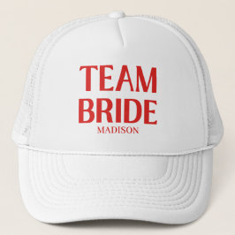 Retro Team Bride Bachelorette Red Pink キャップ