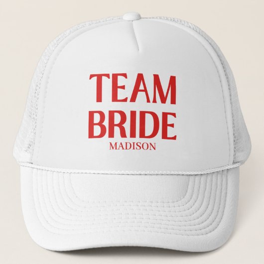 Retro Team Bride Bachelorette Red Pink キャップ (正面)