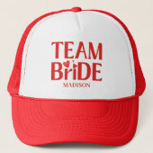 Retro Team Bride Bachelorette Red Pink キャップ (正面)