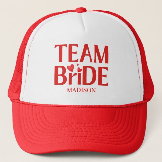 Retro Team Bride Bachelorette Red Pink キャップ (正面)