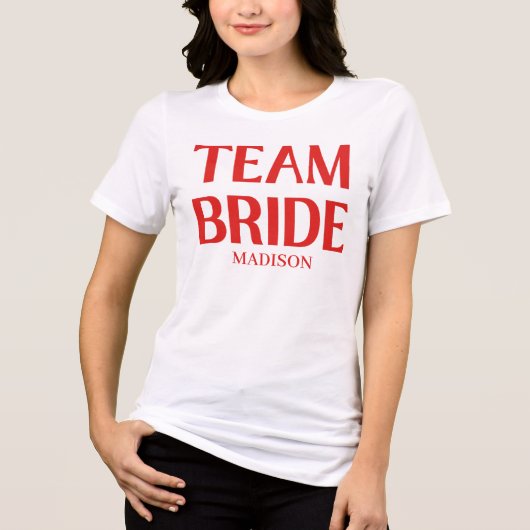 Retro Team Bride Bachelorette Red Pink トライブレンドＴシャツ (正面)