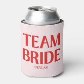 Retro Team Bride Bachelorette Red Pink 缶クーラー (缶正面)