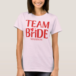 Retro Team Bride Bachelorette Red Pink Tシャツ