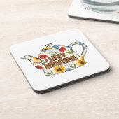 Retro teapot life's brewtiful design コースター (左側)