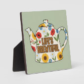 Retro teapot life's brewtiful design フォトプラーク (正面)