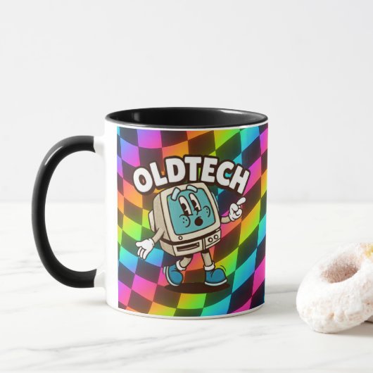 Retro Tech Cartoon Psychedelic Mug マグカップ (ドーナツ)