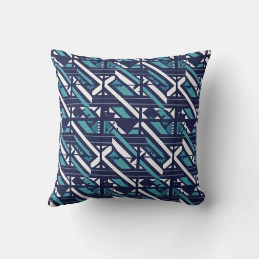 Retro Techno Stripes – Abstract Geometric Digital  クッション (裏面)