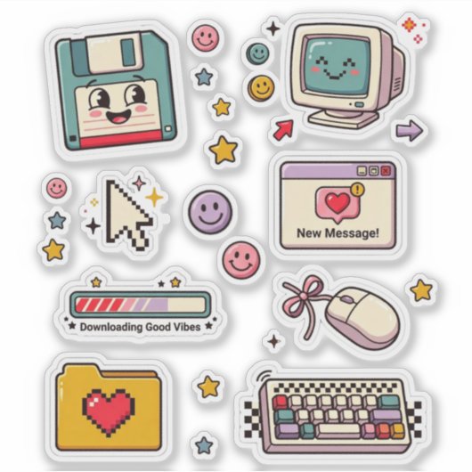 Retro Technology Sticker Sheet シール (正面)