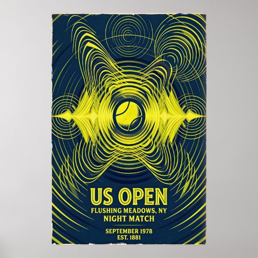 Retro Tennis Poster, US Open Night Match (Flushing ポスター (正面)