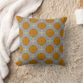 Retro Terra Bloom Floral Tile Throw Pillow クッション (ブランケット)