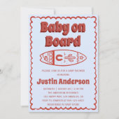 Retro Terracotta Boho Baby on Board Baby Shower  招待状 (正面)