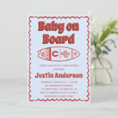 Retro Terracotta Boho Baby on Board Baby Shower  招待状 (スタンド正面)