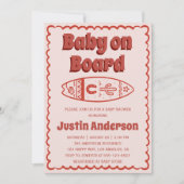 Retro Terracotta Boho Baby on Board Baby Shower  招待状 (正面)