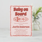 Retro Terracotta Boho Baby on Board Baby Shower  招待状 (スタンド正面)