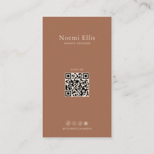 Retro Terracotta Curly Line Graphic Designer 名刺 (裏面)