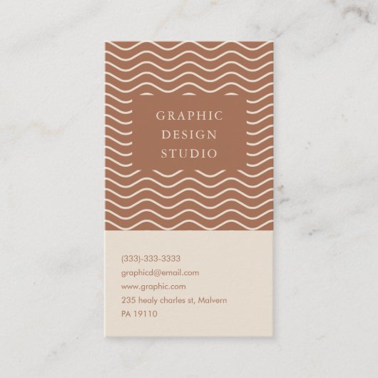 Retro Terracotta Curly Line Graphic Designer 名刺 (正面)
