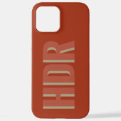 Retro Terracotta Orange Shadow Monogram with name iPhoneケース (裏面)
