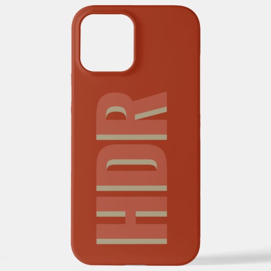 Retro Terracotta Orange Shadow Monogram with name iPhoneケース (裏面)