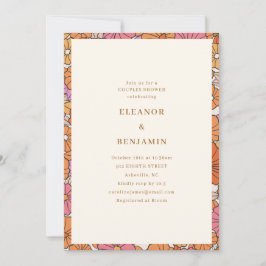 Retro Terracotta Yellow Fall Coed Couples Shower 招待状