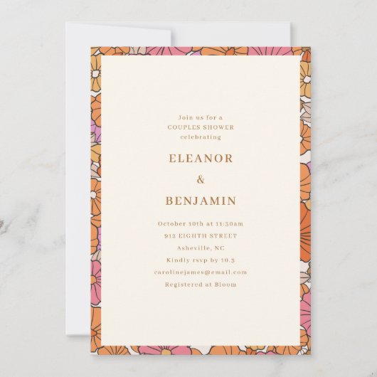 Retro Terracotta Yellow Fall Coed Couples Shower 招待状 (正面)