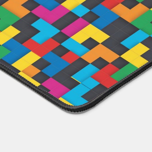 Retro Tetris Blocks Seamless Pattern デスクマット (コーナー)