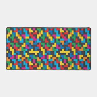 Retro Tetris Blocks Seamless Pattern デスクマット