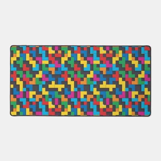 Retro Tetris Blocks Seamless Pattern デスクマット (正面)