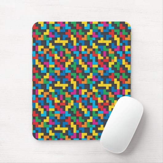 Retro Tetris Blocks Seamless Pattern マウスパッド (マウス)