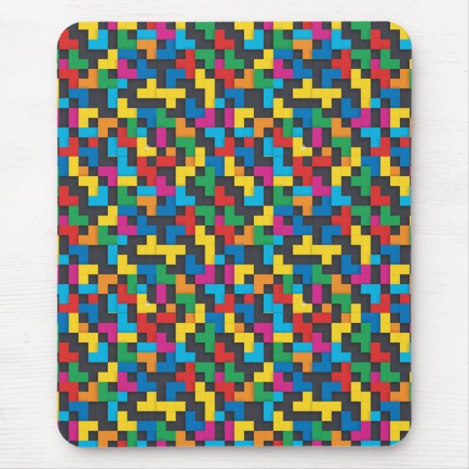 Retro Tetris Blocks Seamless Pattern マウスパッド (正面)