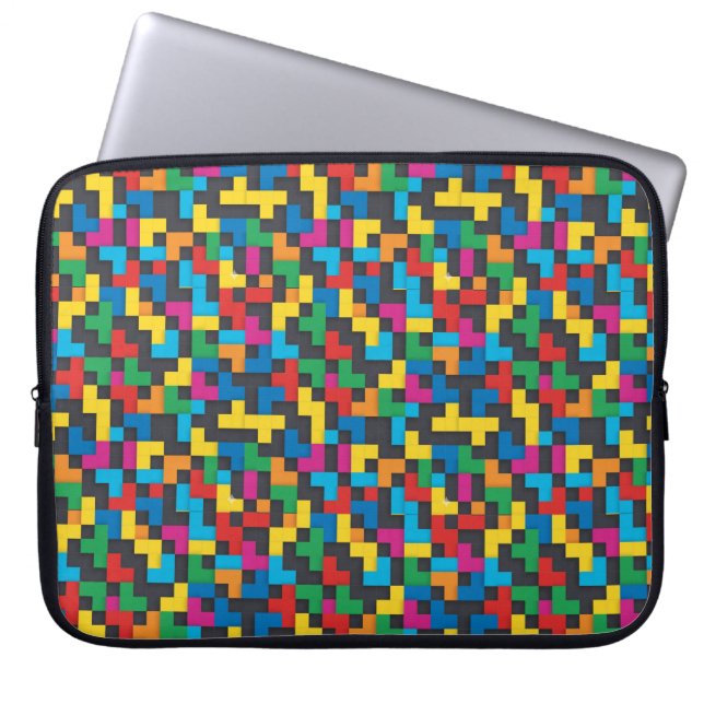 Retro Tetris Blocks Seamless Pattern ラップトップスリーブ (正面)