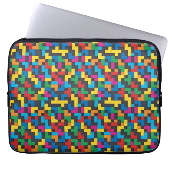 Retro Tetris Blocks Seamless Pattern ラップトップスリーブ (正面)