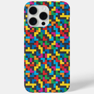 Retro Tetris Blocks Seamless Pattern iPhone 15 Pro Maxケース